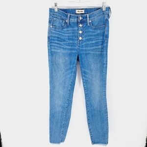 Madewell 9" High Rise Skinny Crop Exposed Button Fly Raw Hem Jeans‎